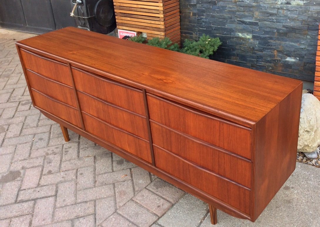 REFINISHED Mid-Century Modern Teak 9 drawers dresser 6ft PERFECT, tall – Mid Century Modern Toronto