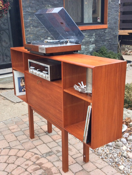 Mid Century Modern Teak Media Console Bar RESTORED - Mid Century Modern Toronto