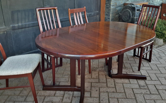 Danish MCM Rosewood Dining Table Extendable Round to Oval & 6 Chairs MINT - Mid Century Modern Toronto