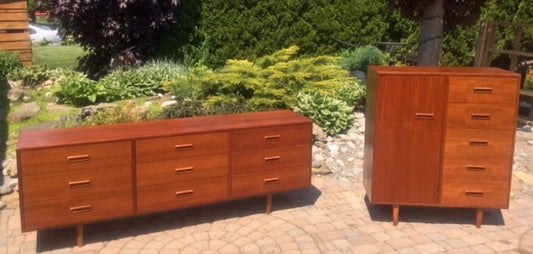 REFINISHED MCM  Teak Dresser & Wardrobe Tallboy - Mid Century Modern Toronto