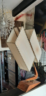 Large Mid Century Modern Atomic Boomerang “Z” Teak Table Lamp by Majestic 7