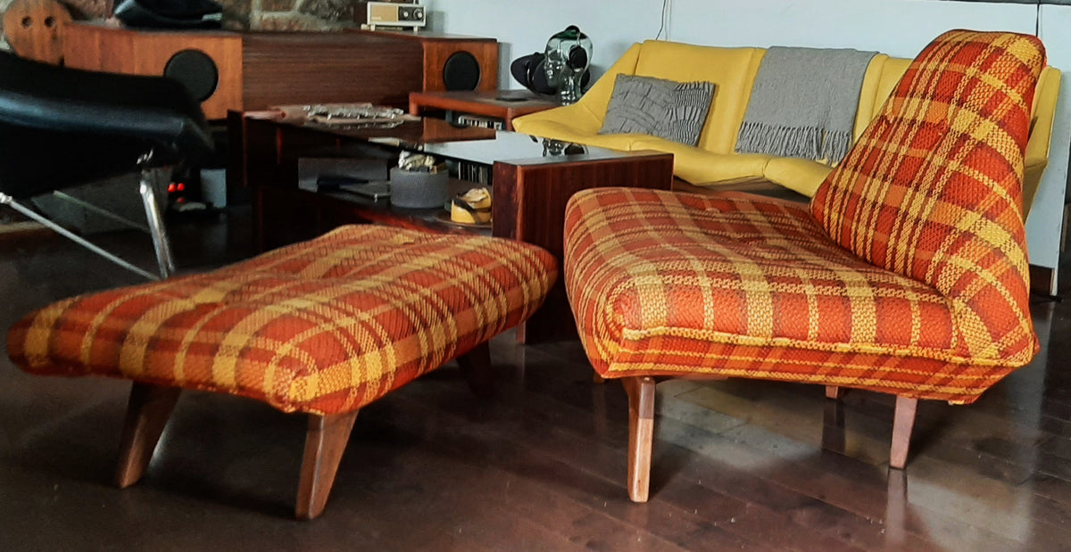 RESTORED MCM Large Lounge Chair & Ottoman in Adrian Pearsall style
