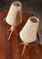 Set of 2 Mid Century Modern Atomic Sputnic Teak Bedside Lamps 6