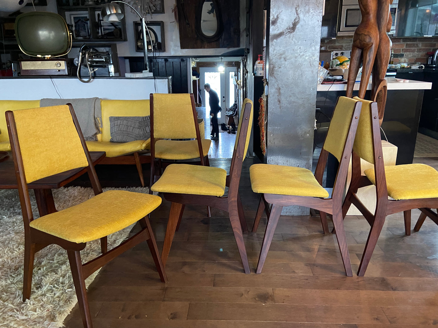 6 REFINISHED Mid Century Modern Teak Chairs REUPHOLSTERED