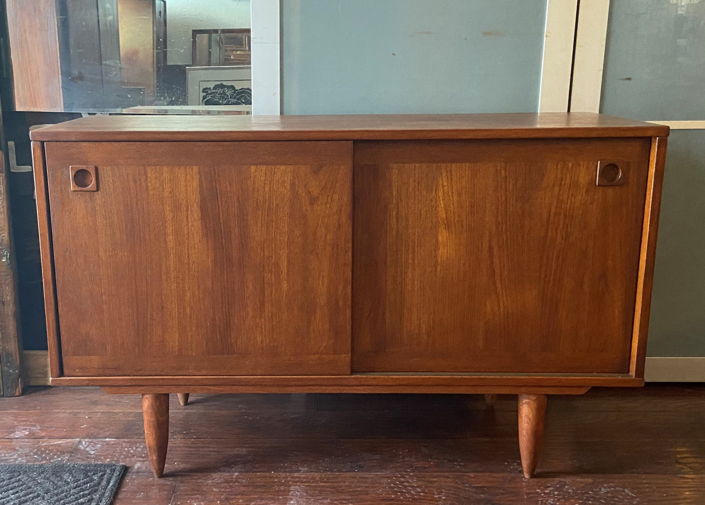 REFINISHED Swedish MCM Teak Sideboard with Finished Back, Compact 47", Perfect