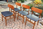 Set of 4 Danish Mid Century Modern Teak Dining Chairs REFINISHED REUPHOLSTERED - Mid Century Modern Toronto 4