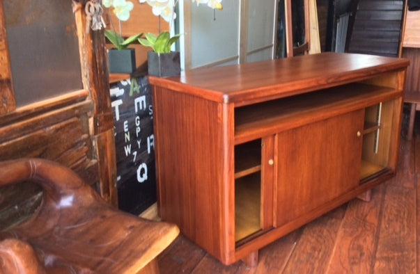 REFINISHED MCM  Teak Buffet TV Console Divider 49" Finished Back - Mid Century Modern Toronto