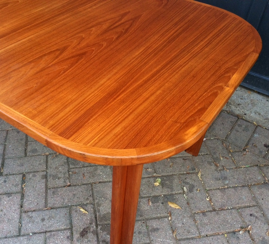 MCM Danish Teak Table Extendable Self Storing  REFINISHED 57
