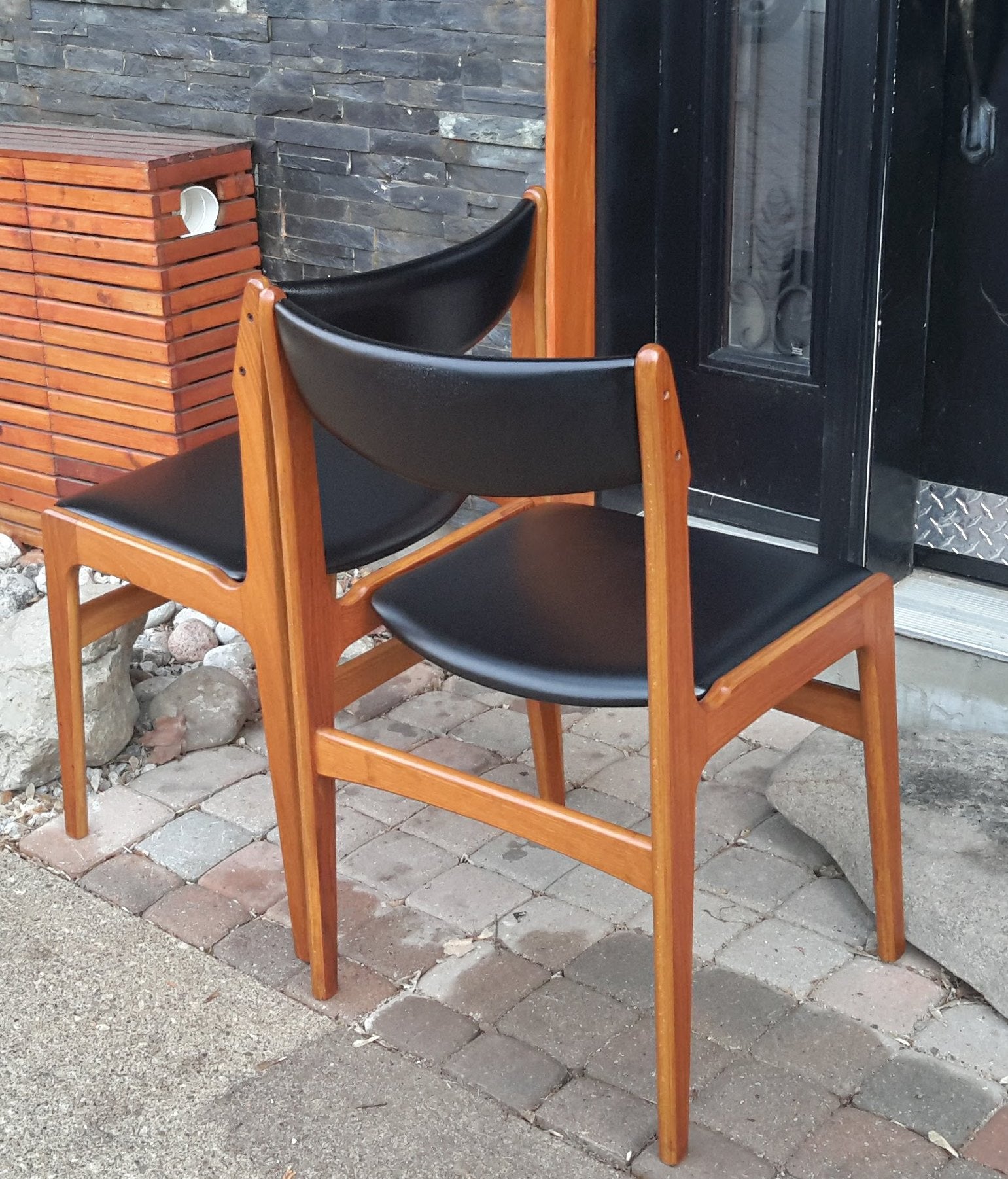 2 Restored MCM Solid Teak Dining Chairs by Erik Buch, each $175 - Mid Century Modern Toronto