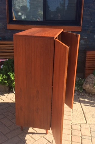 REFINISHED MCM Teak Cabinet Tall Dresser Compact 33" - Mid Century Modern Toronto