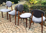 4 REUPHOLSTERED MCM Teak Chairs, grey velvet, each $ 185 only - Mid Century Modern Toronto 3