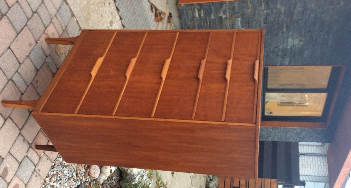 REFINISHED Mid Century Modern Teak Tallboy Dresser 6 Drawers Chest by Austinsuite - Mid Century Modern Toronto