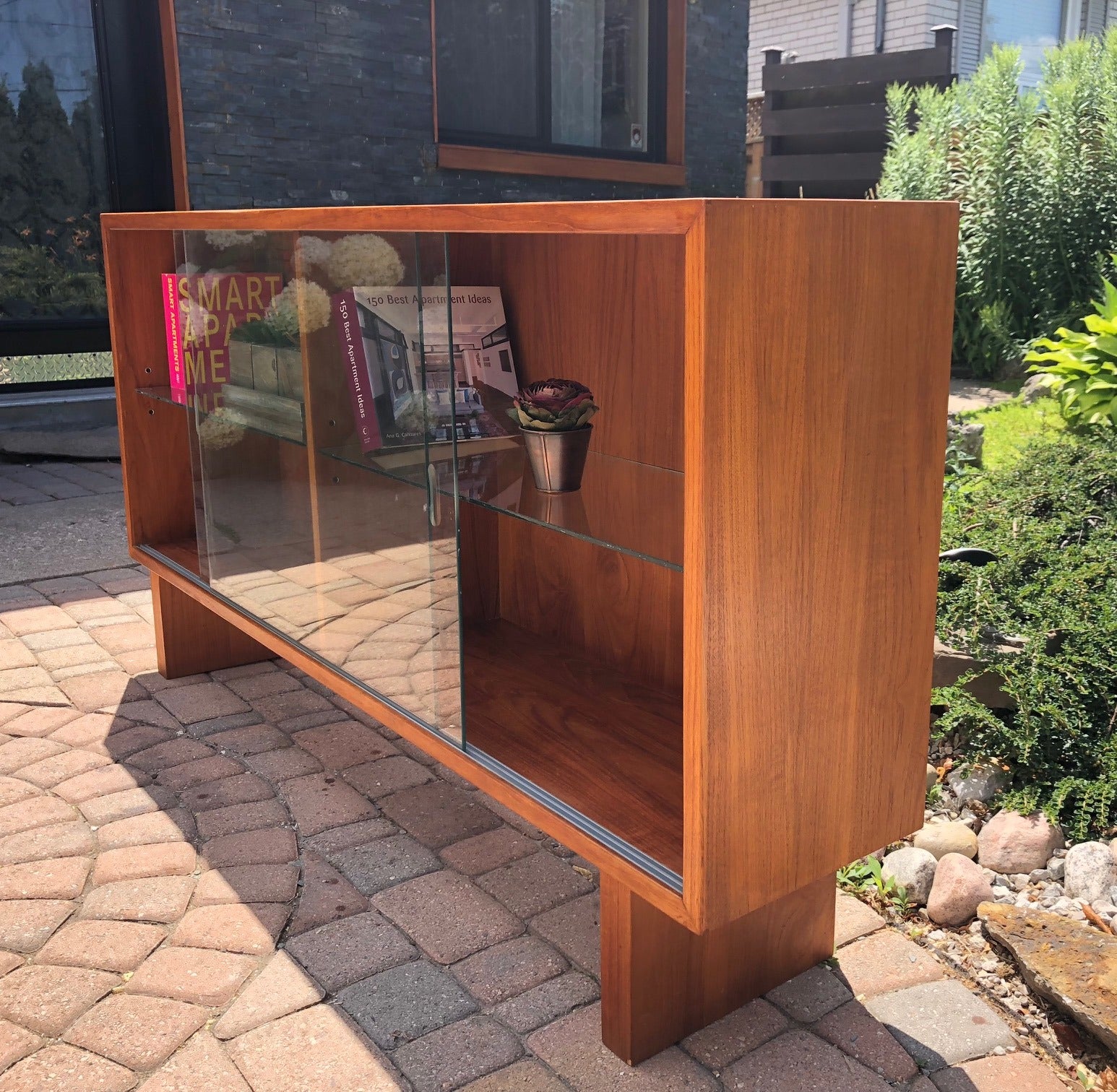 REFINISHED Danish MCM  Teak Display China TV Console Narrow 61.5" - Mid Century Modern Toronto