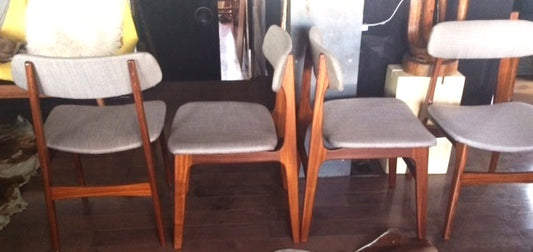 4 Danish MCM Solid Teak Chairs REUPHOLSTERED $195 each - Mid Century Modern Toronto