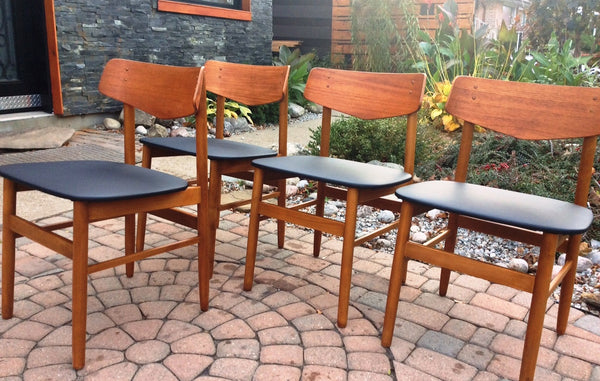 Set of 4 Danish Mid Century Modern Teak Dining Chairs REFINISHED REUPHOLSTERED - Mid Century Modern Toronto