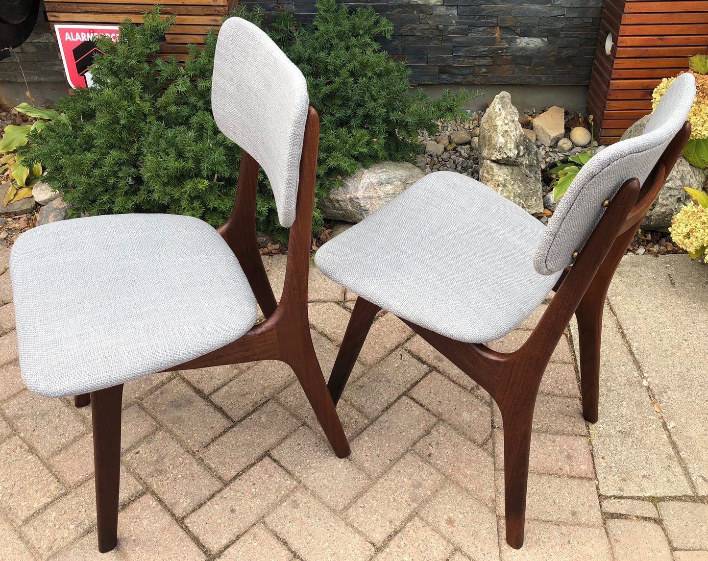 Set of 2 REUPHOLSTERED Danish MCM Teak Chairs, by  Arne Hovmand Olsen, each $275 (only this pair is available) - Mid Century Modern Toronto