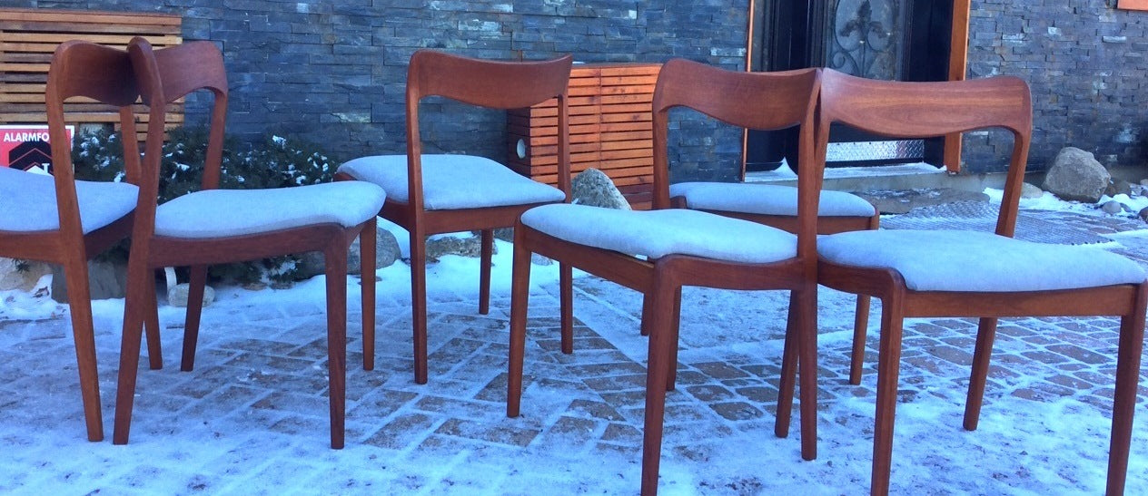 6+1 Danish Mid Century Modern Teak chairs REFINISHED REUPHOLSTERED $300 each - Mid Century Modern Toronto