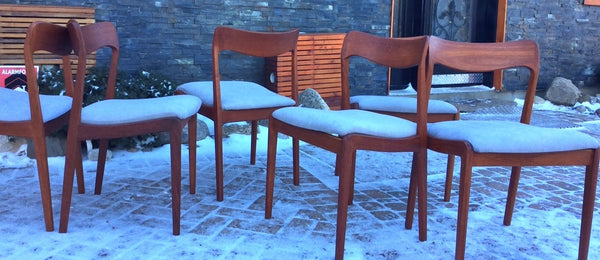 6+1 Danish Mid Century Modern Teak chairs REFINISHED REUPHOLSTERED $300 each - Mid Century Modern Toronto