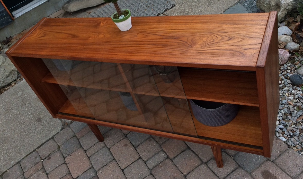 Mid Century Modern Teak Buffet TV Console Display RESTORED Low Narrow - Mid Century Modern Toronto