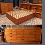Teak MCM Queen Bedroom Set, made in Sweden, Restored, like New (platform bed, nightstands, his and her dressers) - Mid Century Modern Toronto 1