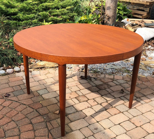 REFINISHED Danish MCM  Round Teak Table w 2 Leaves 47"-86.5" by Harry Ostergaard - Mid Century Modern Toronto