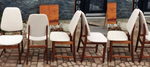 6 MCM Gustav Bahus Teak shield back dining chairs REFINISHED REUPHOLSTERED $250 each - Mid Century Modern Toronto 1