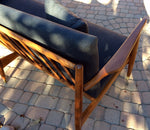 Mid Century Modern 3-Seater Sofa REFINISHED REUPHOLSTERED Charcoal Grey fabric - Mid Century Modern Toronto 3