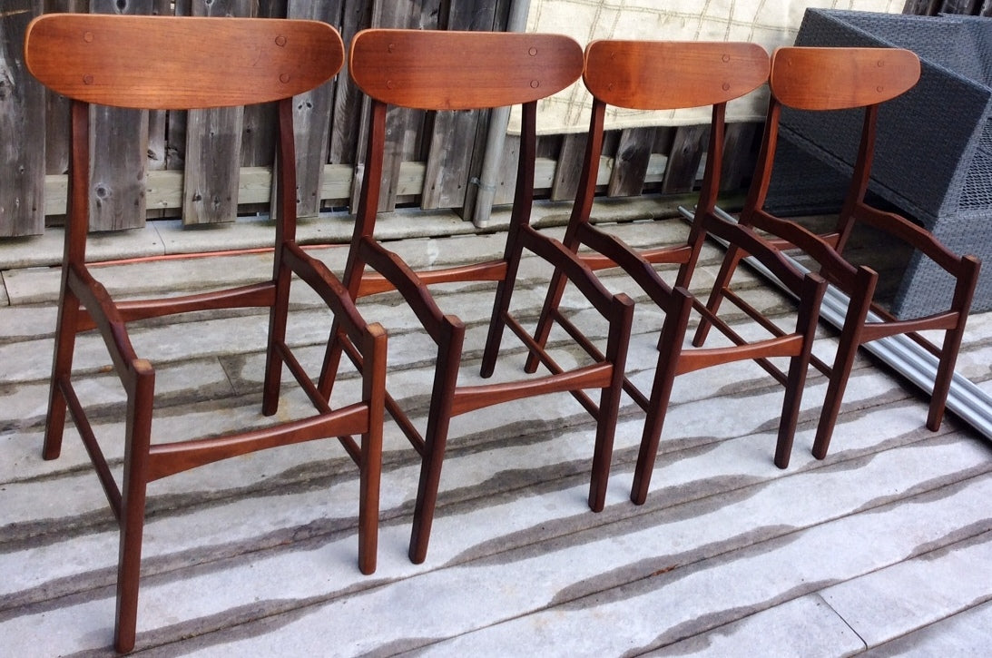 Set of 4 Danish Mid Century Modern Solid Teak Dining Chairs REUPHOLSTERED - Mid Century Modern Toronto