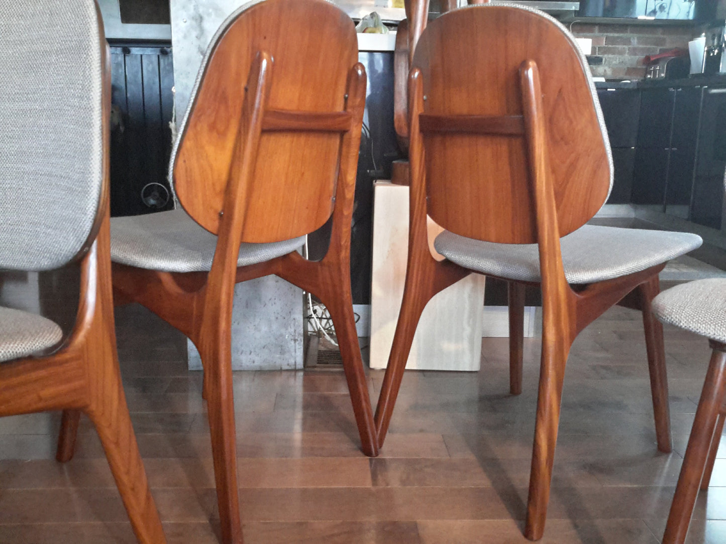 6 RESTORED Danish MCM Teak Shield Back Chairs by Arne Hovmand-Olsen, will be REUPHOLSTERED just for you, each $400 - Mid Century Modern Toronto