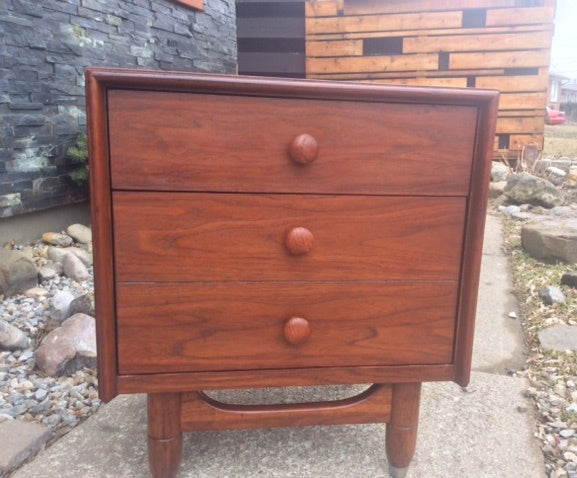 REFINISHED Mid Century Modern Walnut Night Stand - Mid Century Modern Toronto