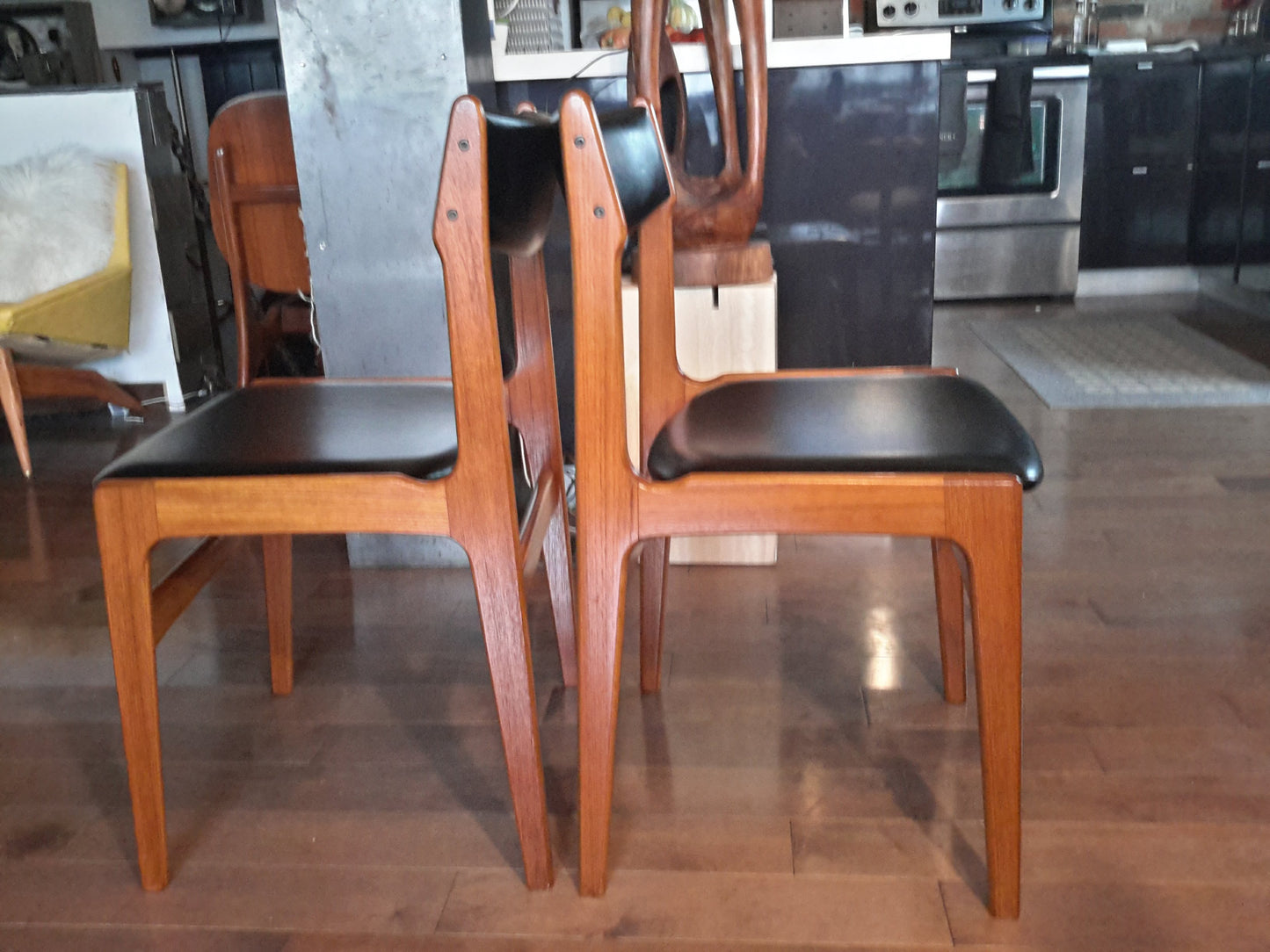 2 Restored MCM Solid Teak Dining Chairs by Erik Buch, each $175 - Mid Century Modern Toronto