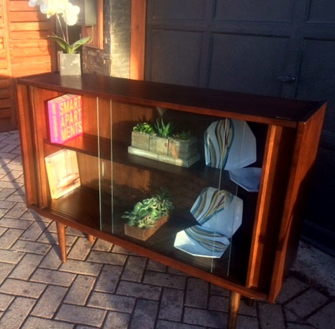 RESTORED Walnut MCM Bookcase Display 48" - Mid Century Modern Toronto