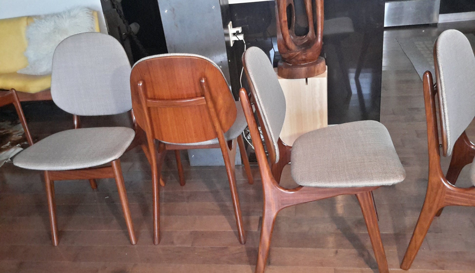 6 RESTORED Danish MCM Teak Shield Back Chairs by Arne Hovmand-Olsen, will be REUPHOLSTERED just for you, each $400 - Mid Century Modern Toronto