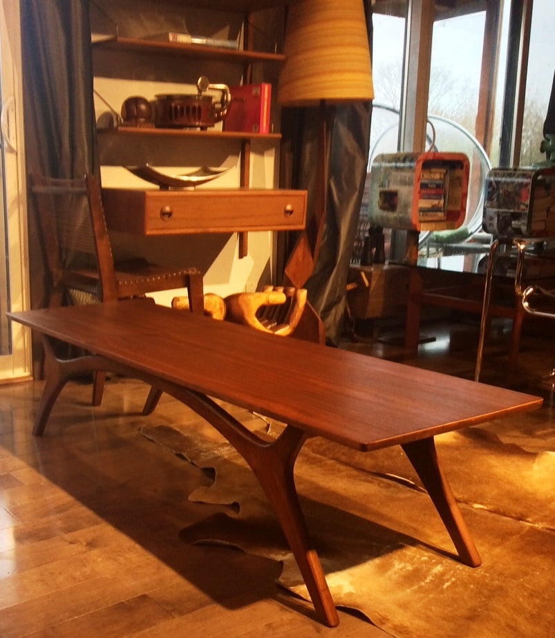 Sculptural Mid Century Modern Solid Walnut Coffee table REFINISHED, in style of Adrian Pearsall and Vladimir Kagan - Mid Century Modern Toronto