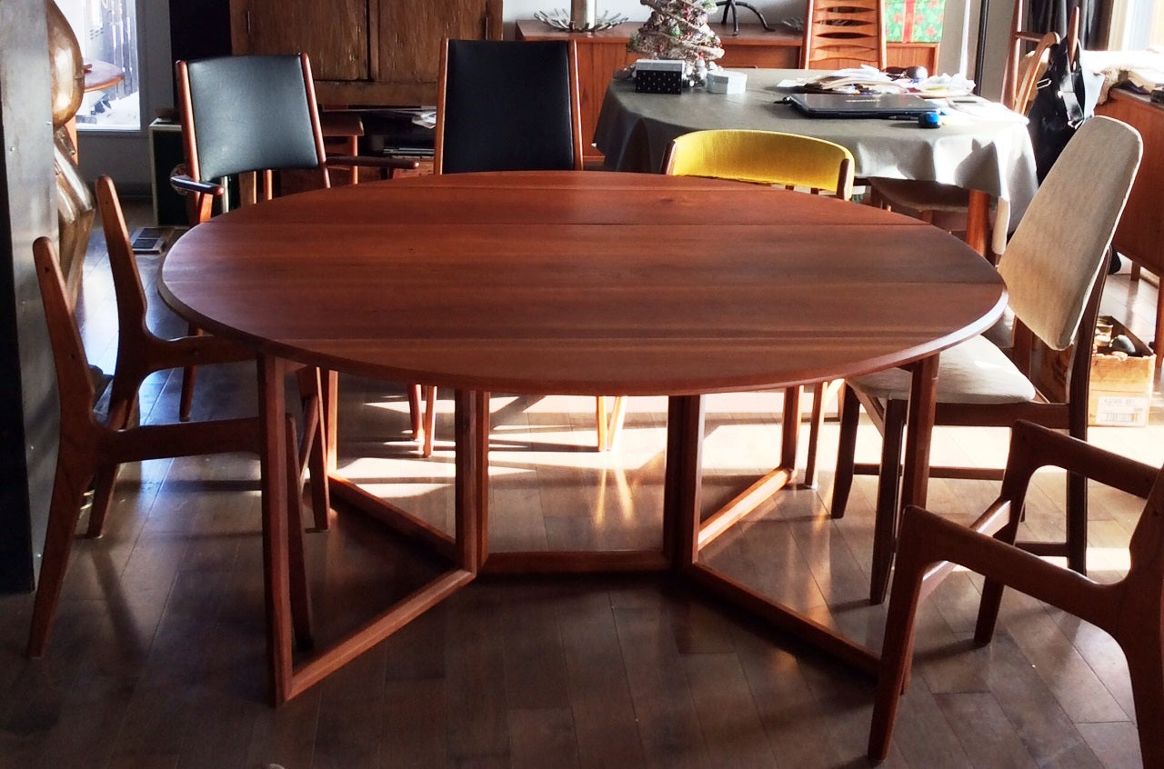 Danish MCM Solid Teak Gate-leg Drop Leaf Dining Table REFINISHED in style of Peter Hvidt and Orla Mølgaard - Mid Century Modern Toronto