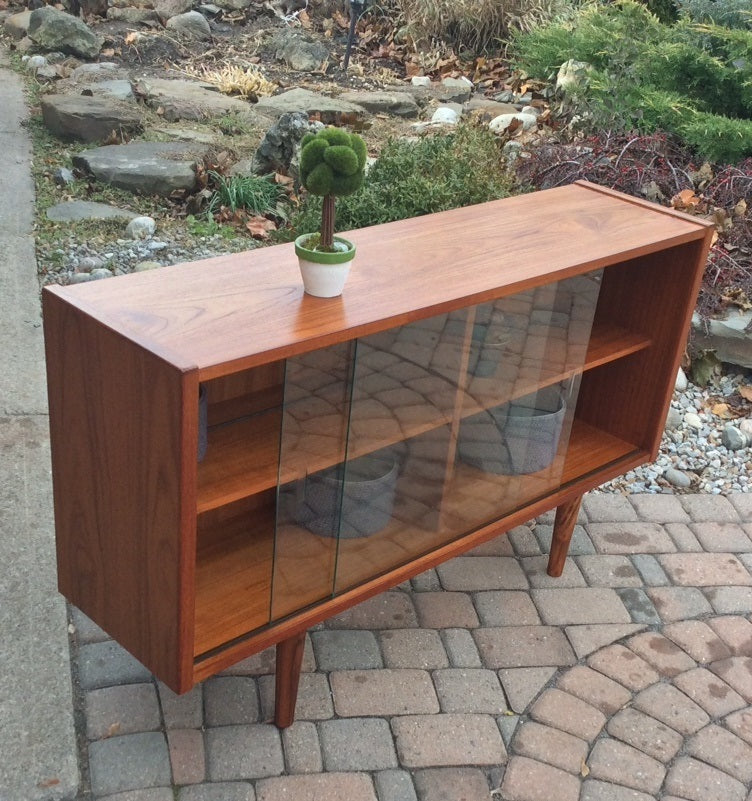 Mid Century Modern Teak Buffet TV Console Display RESTORED Low Narrow - Mid Century Modern Toronto