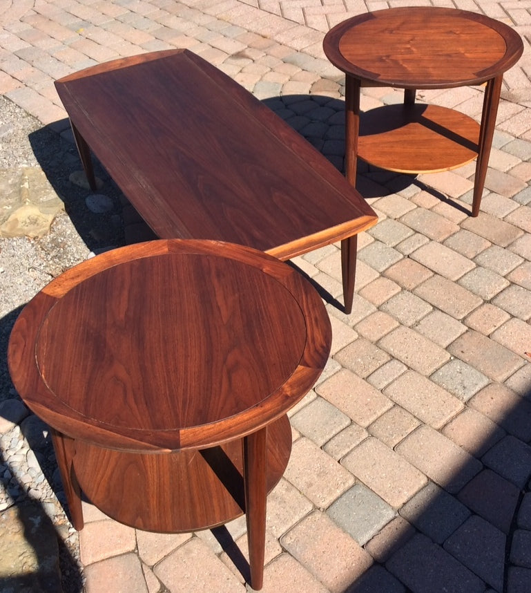 Mid Century Modern Set of Walnut Coffee Table & 2 End Tables REFINISHED - Mid Century Modern Toronto