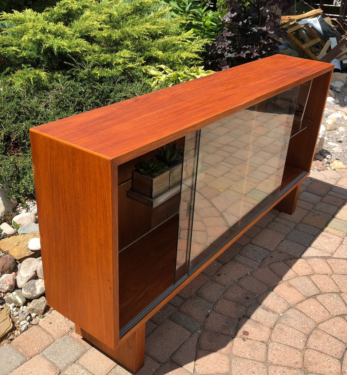 REFINISHED Danish MCM  Teak Display China TV Console Narrow 61.5" - Mid Century Modern Toronto