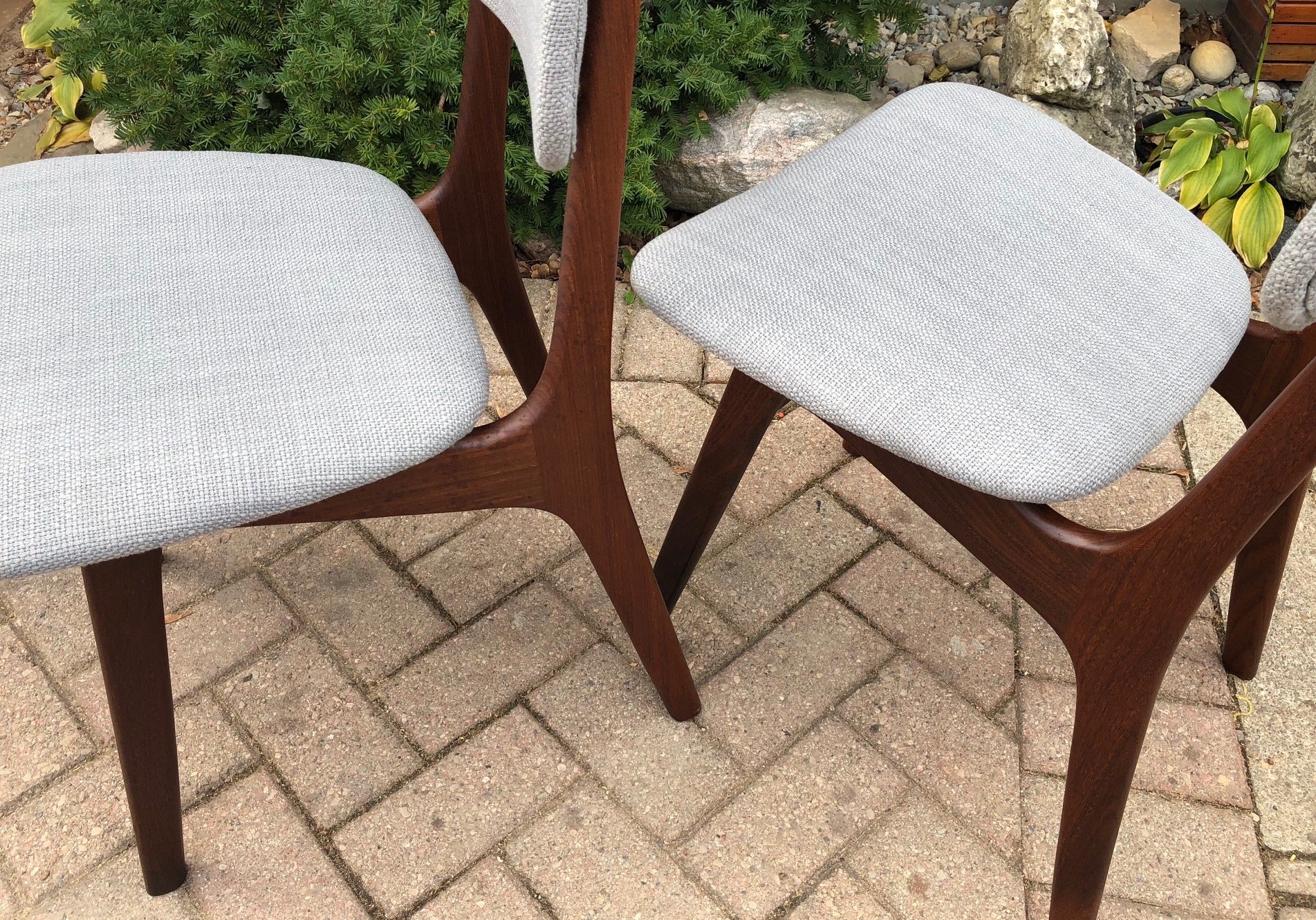 Set of 2 REUPHOLSTERED Danish MCM Teak Chairs, by  Arne Hovmand Olsen, each $275 (only this pair is available) - Mid Century Modern Toronto