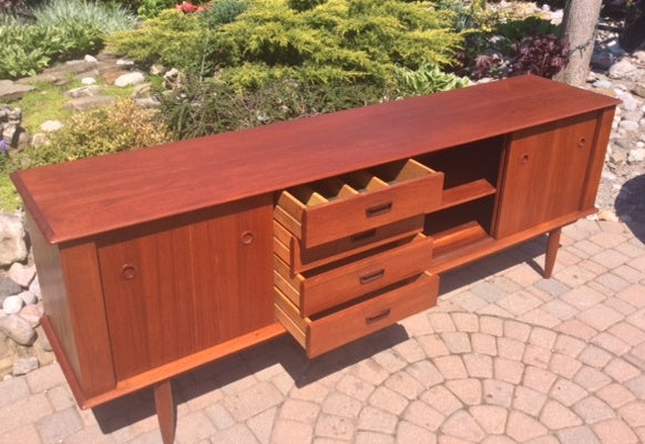 NOT AVAILABLE *****REFINISHED Danish MCM Teak Sideboard TV Media Console 84" - Mid Century Modern Toronto