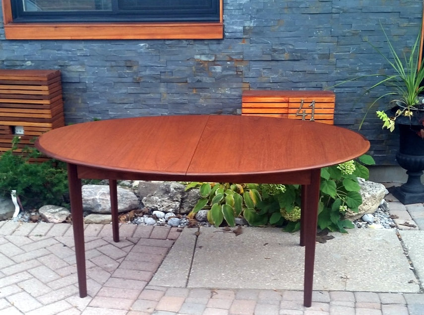 Mid Century Modern Oval Teak Dining Table Extendable REFINISHED - Mid Century Modern Toronto