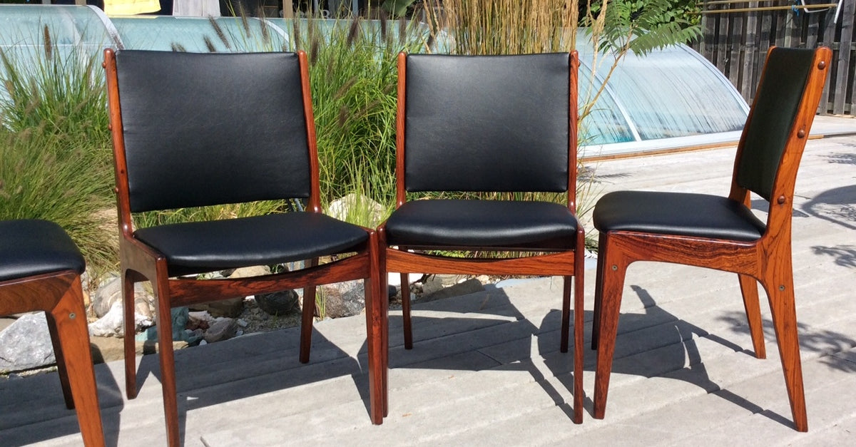 Danish MCM Rosewood Extension Table REFINISHED, 6 Chairs REUPHOLSTERED - Mid Century Modern Toronto