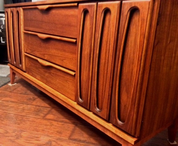 Mid Century Modern Walnut Buffet Sideboard REFINISHED 5 ft - Mid Century Modern Toronto