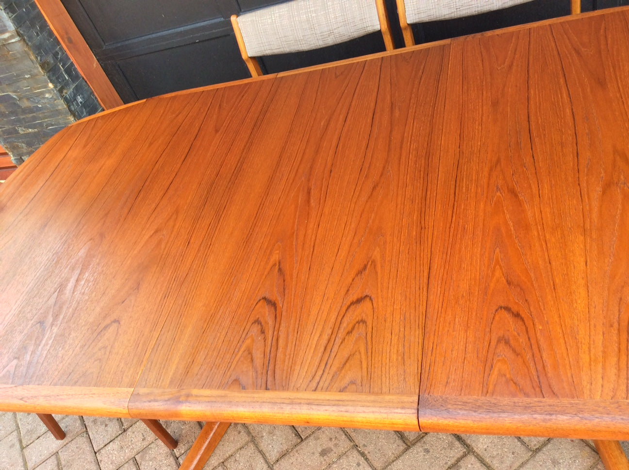 Large Mid Century Modern Teak Dining Table with 2 Leaves- REFINISHED - Mid Century Modern Toronto