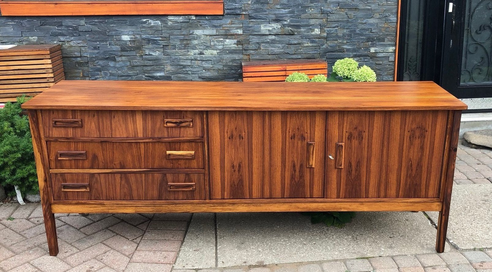 REFINISHED MCM Rosewood Sideboard TV Console 78" perfect - Mid Century Modern Toronto