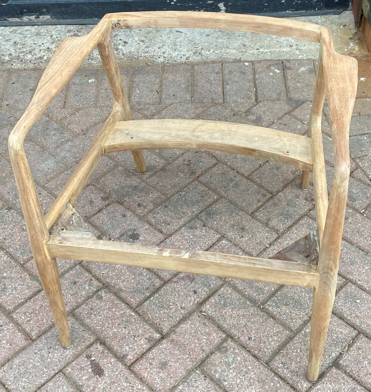 REFINISHED MCM Walnut armchair w mustard upholstery, set of 3