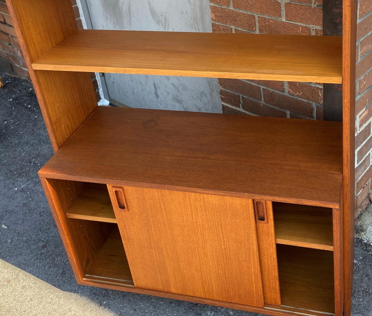 REFINISHED Mid Century Modern Teak Shelving Unit, made in Finland