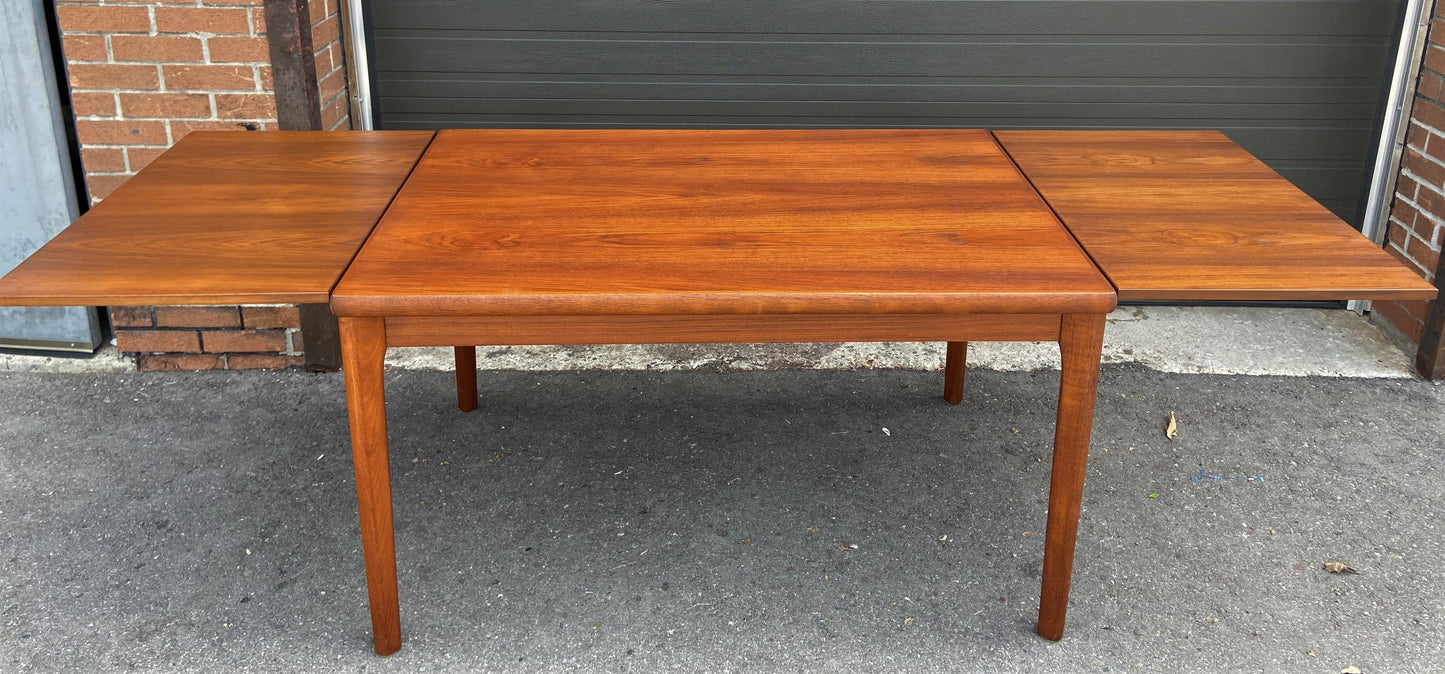 REFINISHED Danish MCM Teak Draw Leaf Table by H. Kjaernulf  51" - 93" Perfect