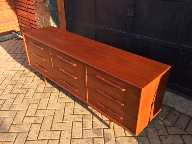 MCM Teak Queen Bed, 9 Drawers Dresser, Nightstands, Mirror- REFINISHED - Mid Century Modern Toronto