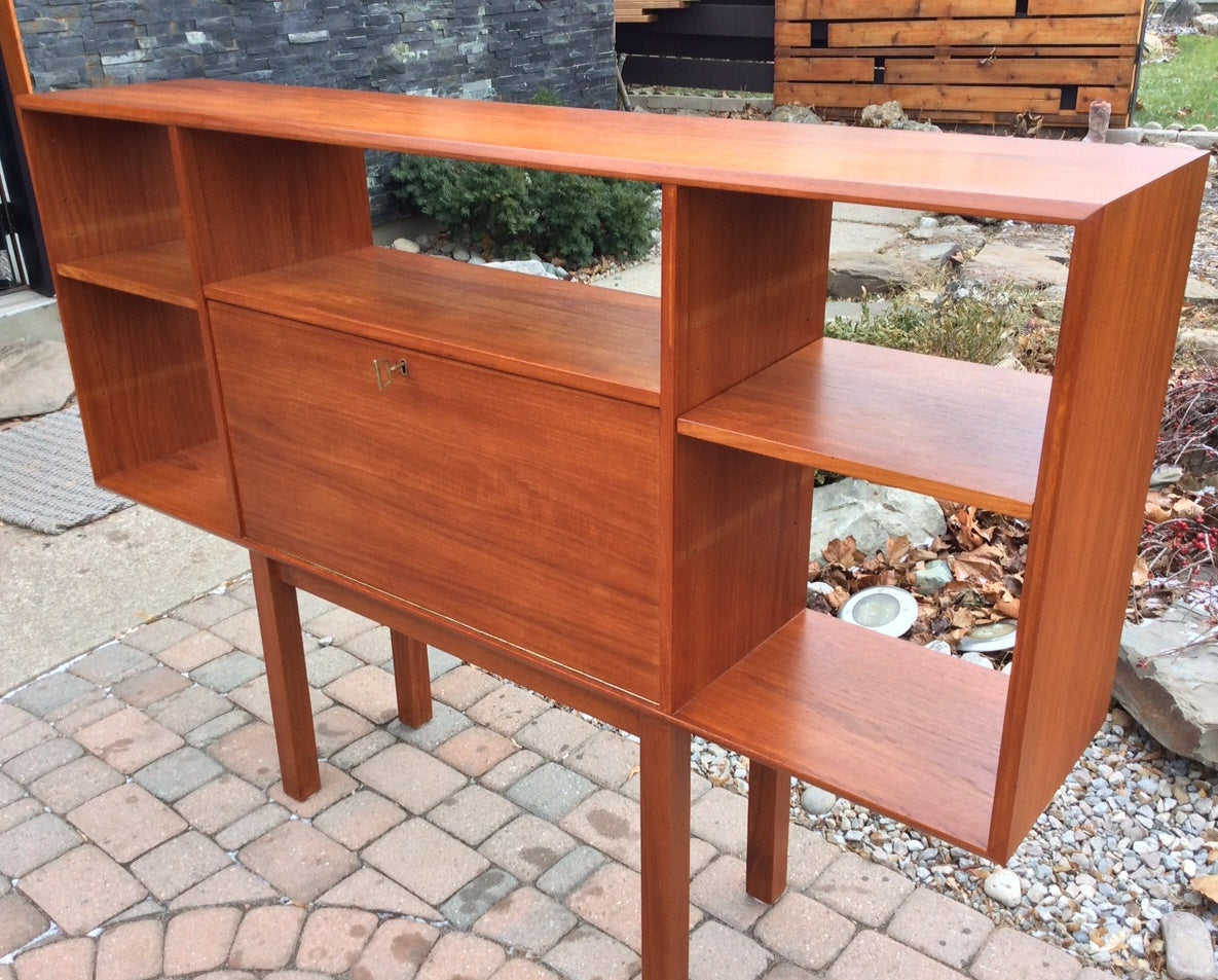 Mid Century Modern Teak Media Console Bar RESTORED - Mid Century Modern Toronto